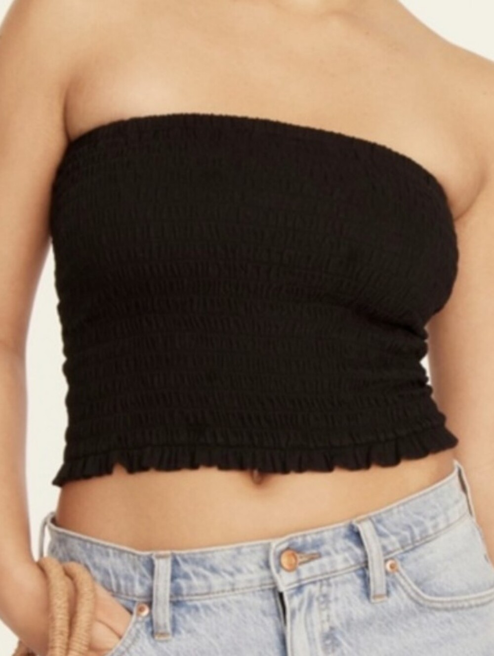 J. Crew White Top Strapless Ruffle Crop Top